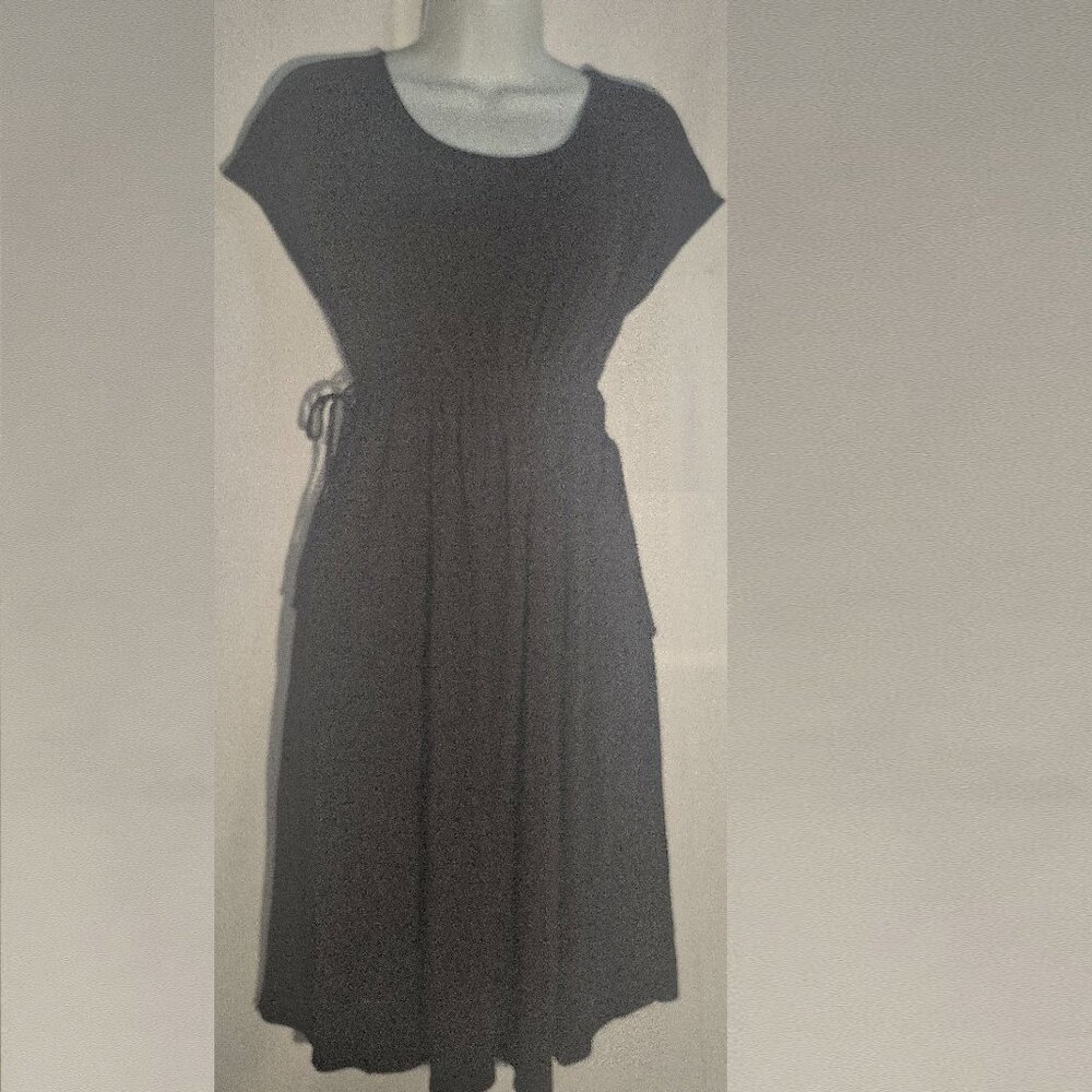 MATERNITY DRESS BY AGLOW, Midi, dark black. adjustable belly/waist, size small